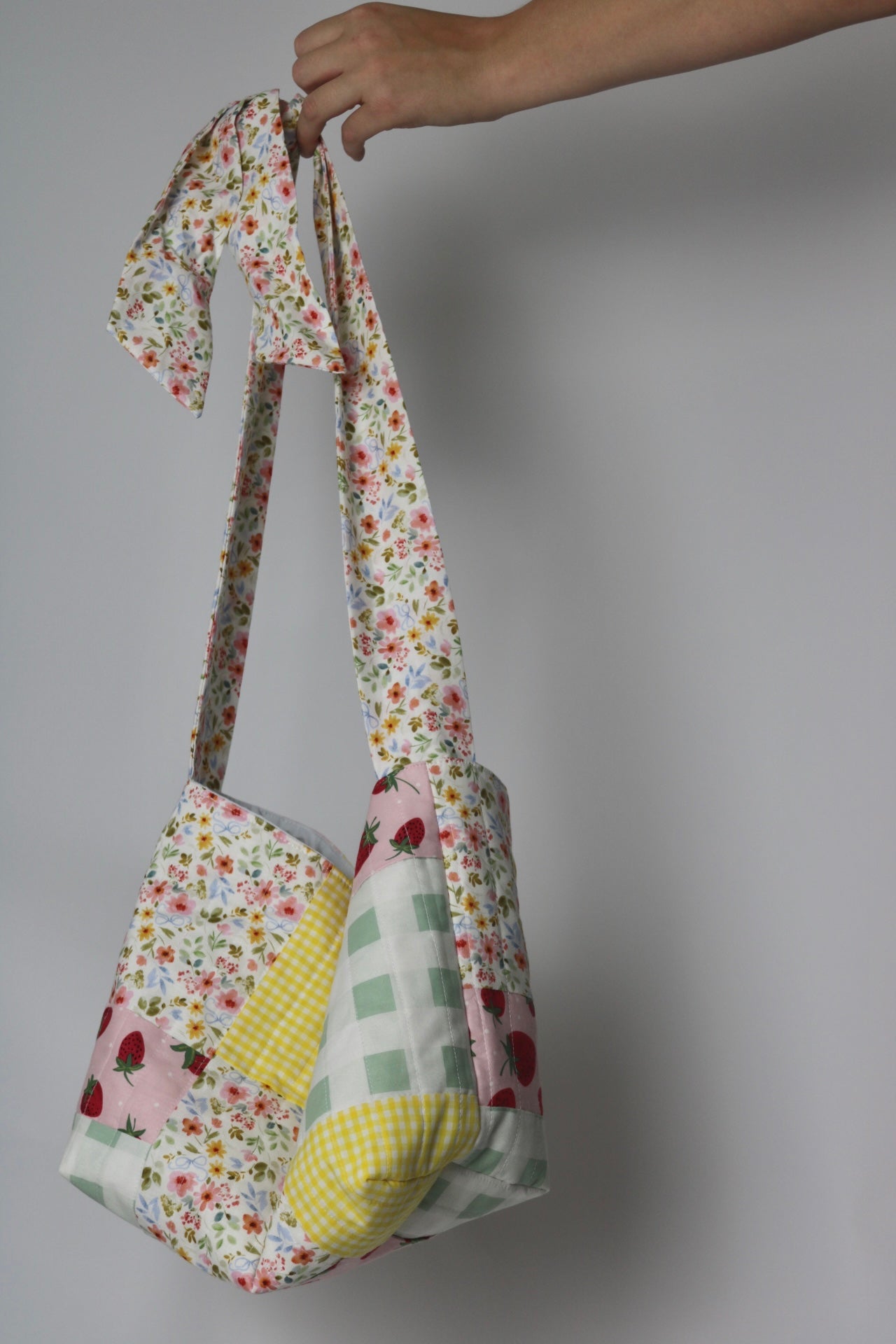 Patchwork Bow-Tied Tote Bag